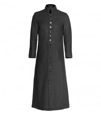 Sixteen Button Mens Gothic Coat Preachermand Wool Men Long Coat 